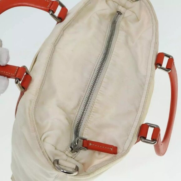 PRADA Hand Bag Nylon 2way Cream Silver Auth 89096 - Picture 7 of 16